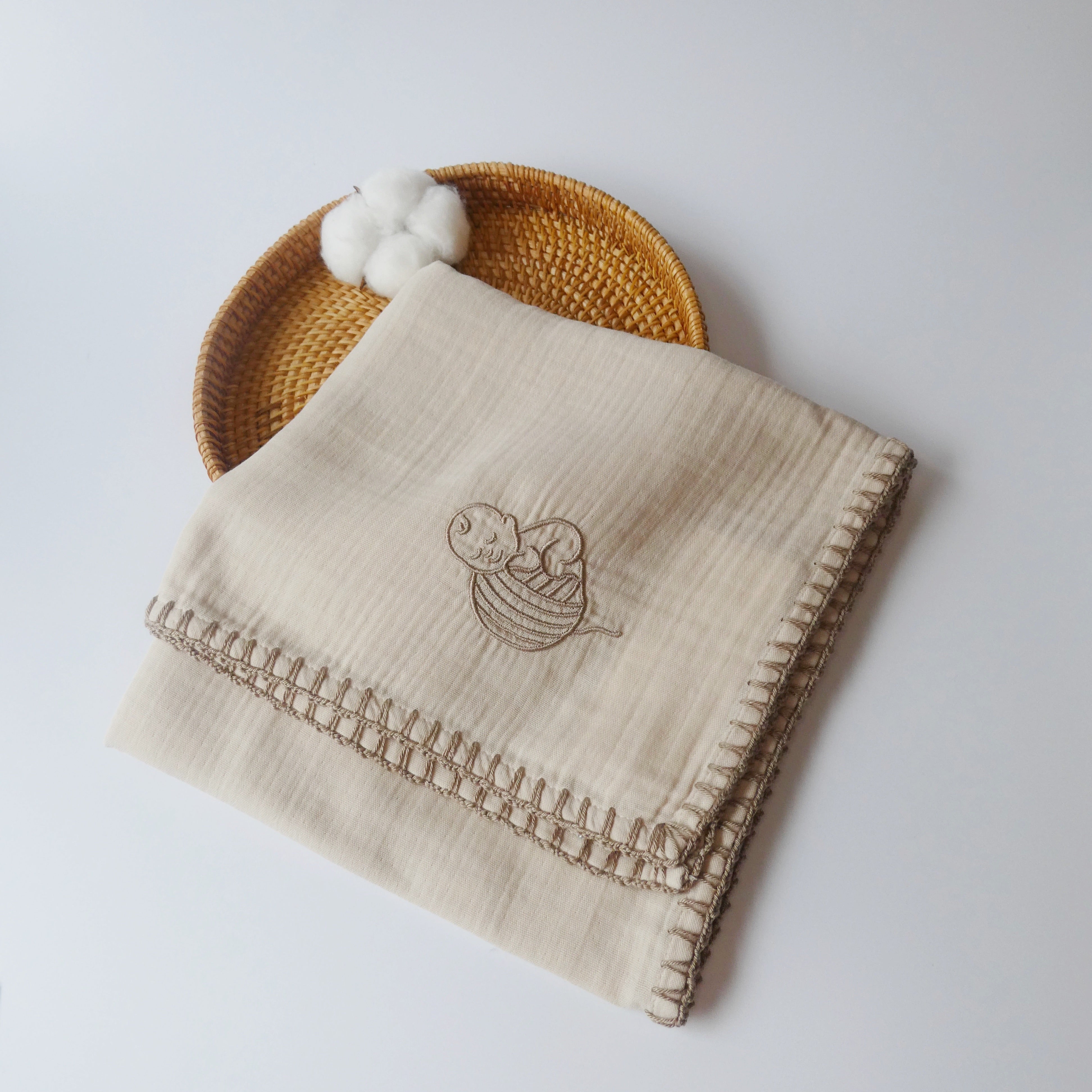 Musselin-Babydecke (72×72 cm) – Geborgene Umarmung